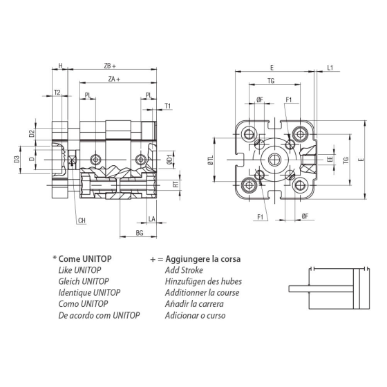 Пневмоцилиндр 20х50 Aignep WFA0200050, компактный