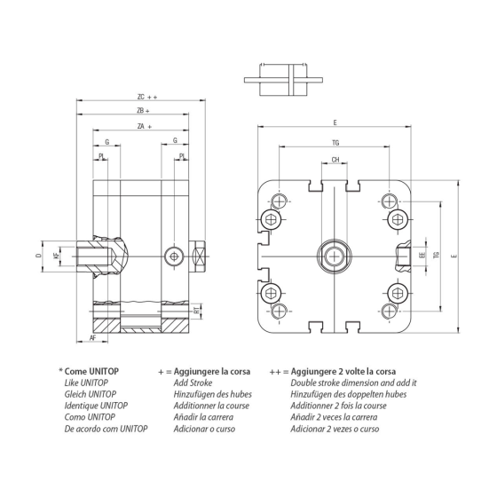 Пневмоцилиндр 32х50 Aignep WJ0320050, компактный