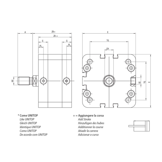 Пневмоцилиндр 40х125 Aignep WFM0400125, компактный